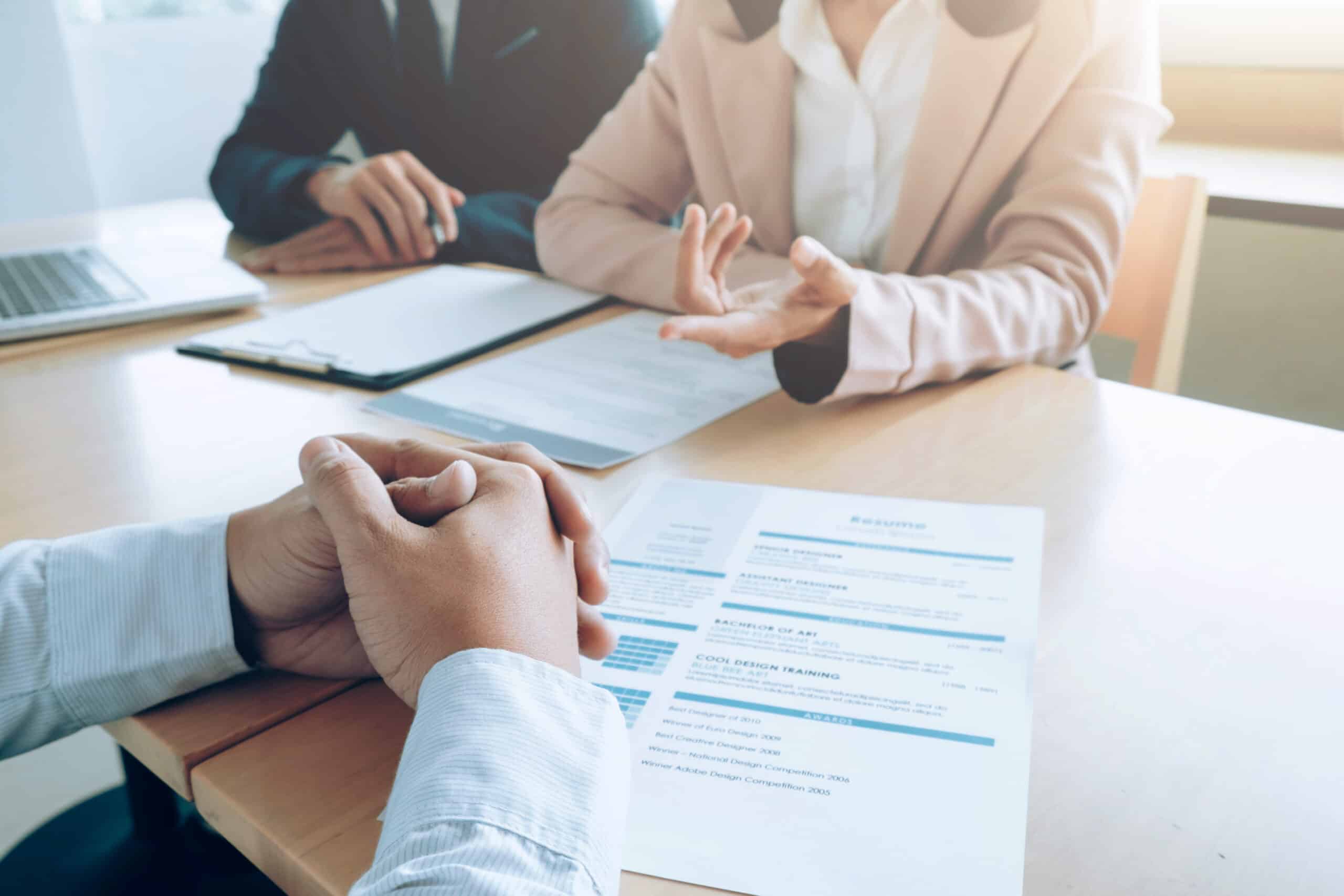 job interview, CV on the table